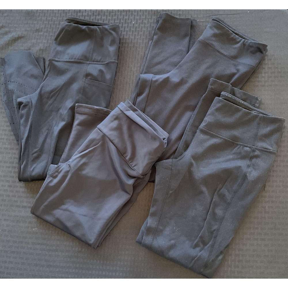 Athleta Under Armour Leggings Lot 4 Womens Medium All Black Athletic w/ Pockets